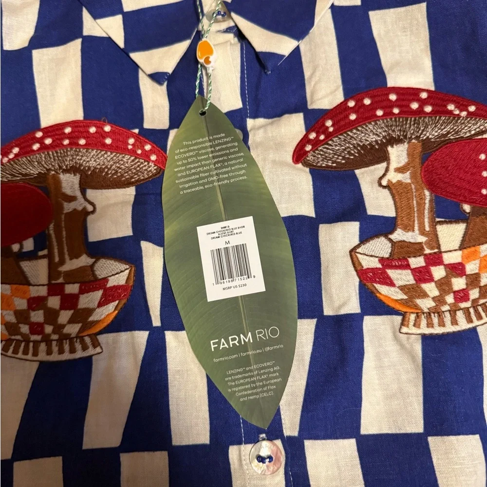 FARM Rio Blue and White Checkered Mushroom Shirt - Picture 4 of 8